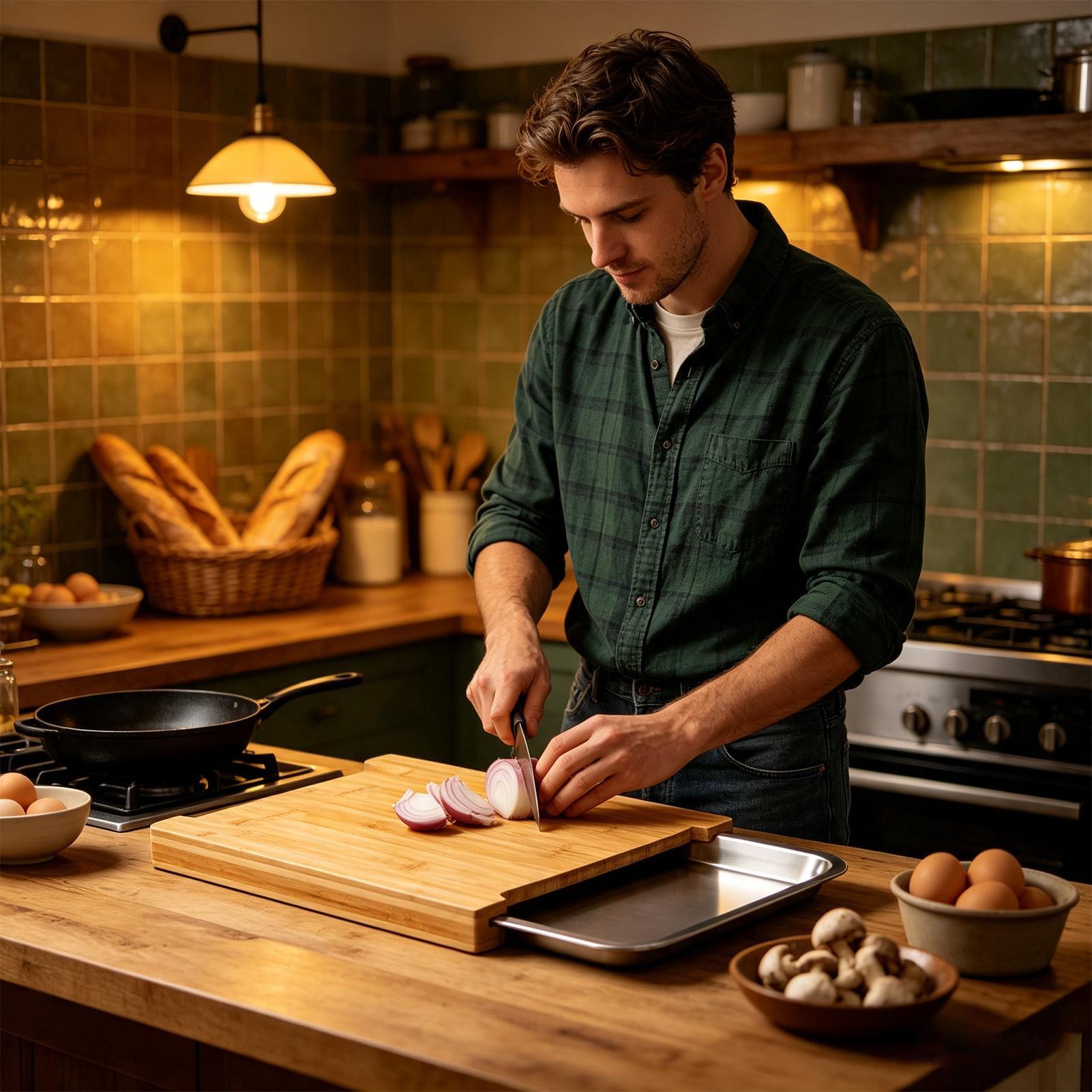 Bamboo Cutting Board - Drewniana deska do krojenia z antypoślizgową