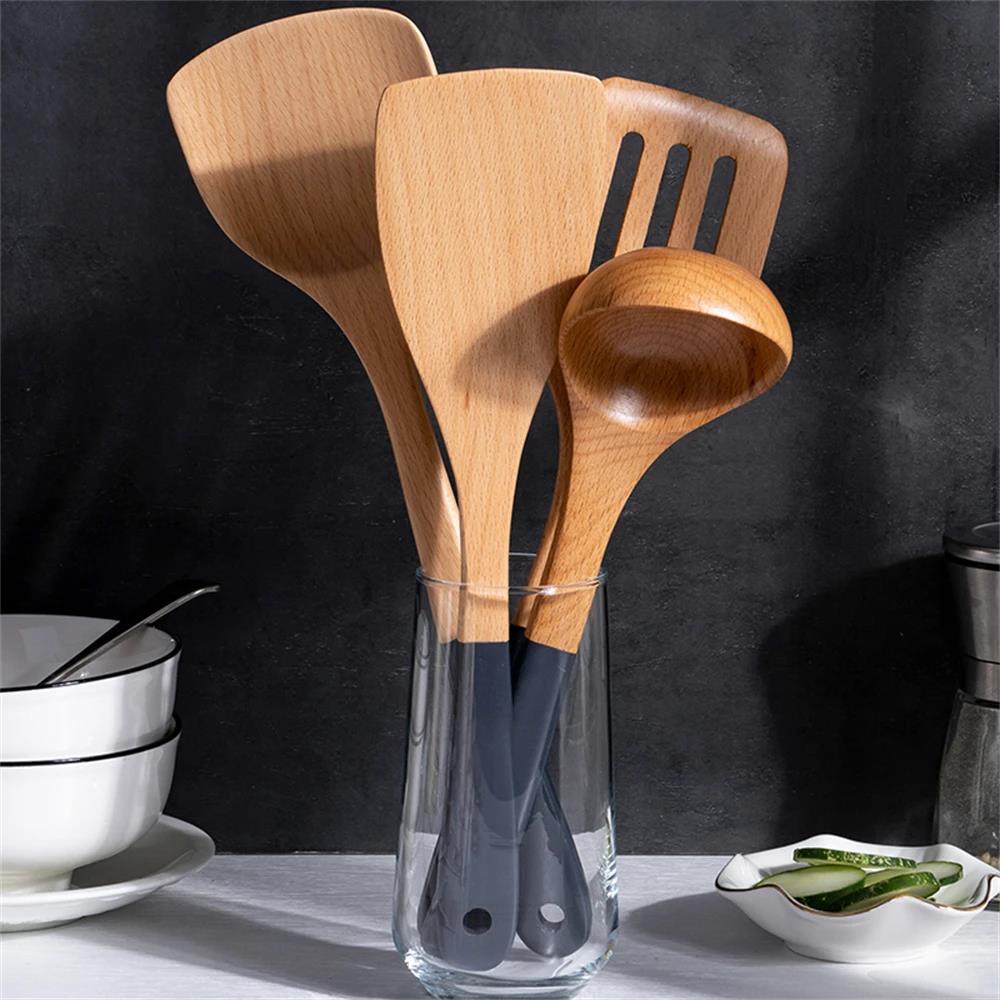 Kitchen Gadgets And Utensils - Wielofunkcyjne drewniane łopatki z powłoką nieprzywierającą,