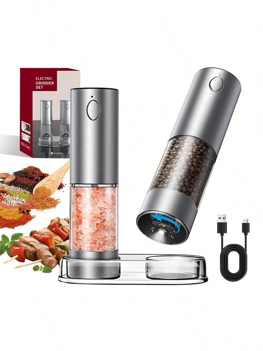 Kitchen Gadgets Gift Ideas - 2-częściowy elektryczny zestaw młynków do soli