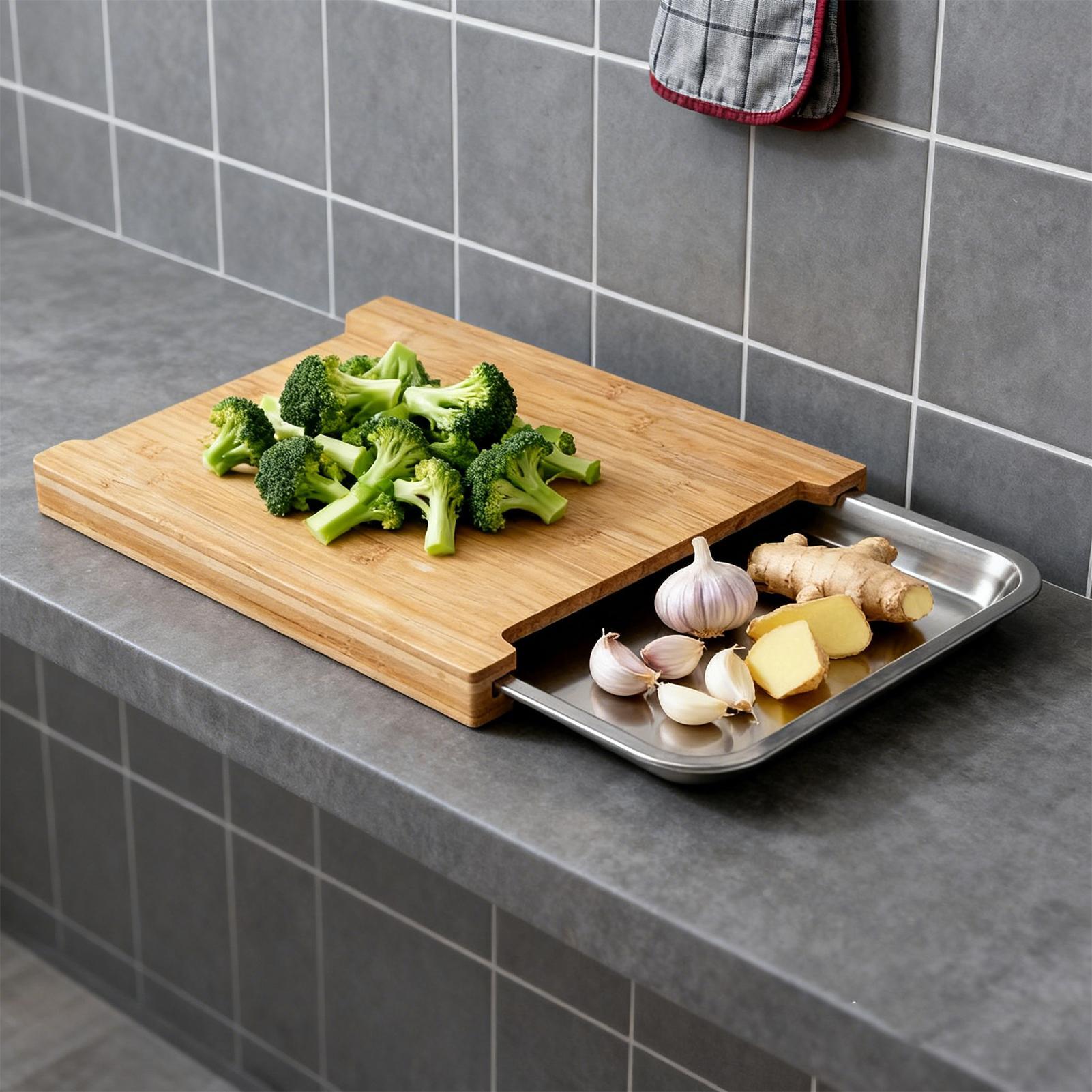 Bamboo Cutting Board - Drewniana deska do krojenia, antypoślizgowa, do